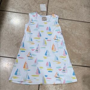 KIDS Colorful Sailboat Print Sleeveless Dress
